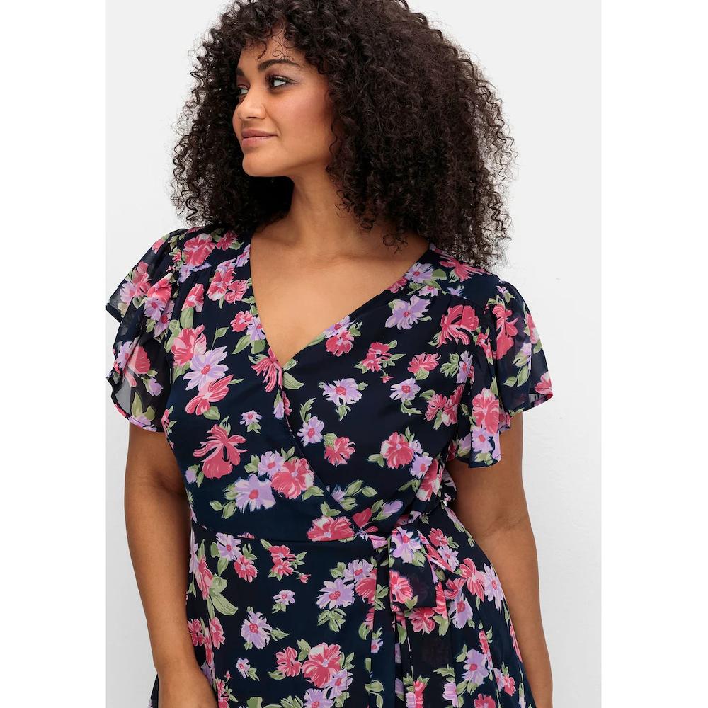 sheego by Joe Browns Chiffonkleid »Große Größen« mit Blumendruck und Bindegürtel Top Angebot