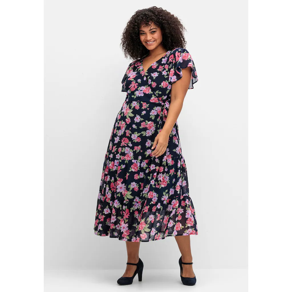sheego by Joe Browns Chiffonkleid »Große Größen« mit Blumendruck und Bindegürtel Top Angebot