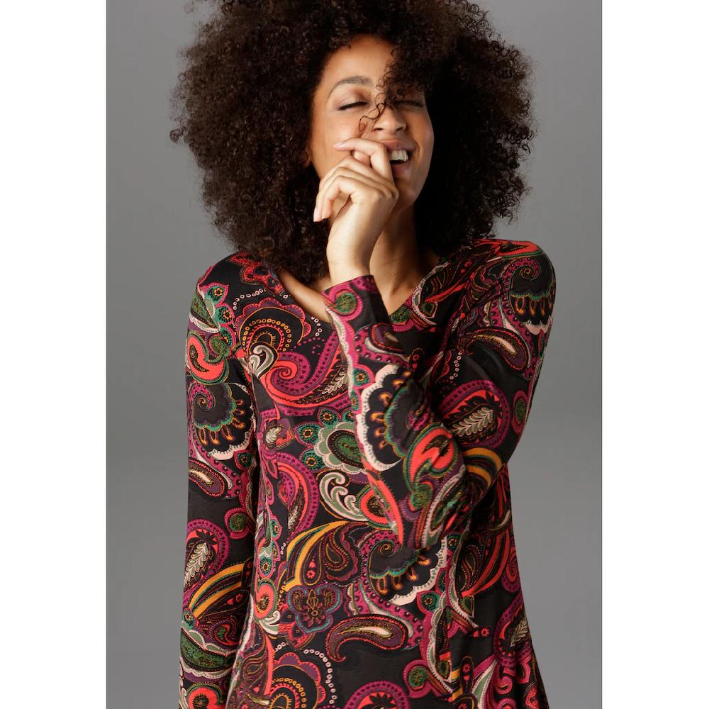 Aniston SELECTED Jerseykleid Paisley-Druck in satten Farben Räumungsverkauf