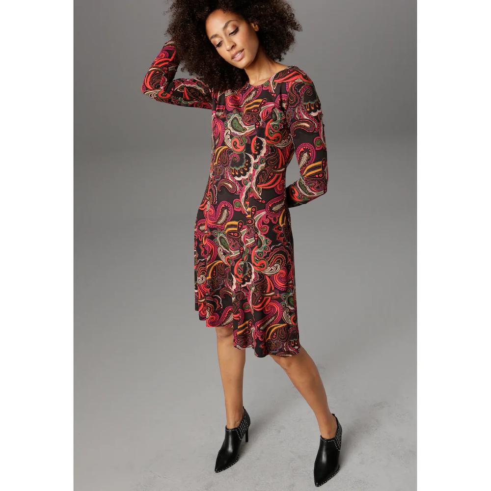 Aniston SELECTED Jerseykleid Paisley-Druck in satten Farben Räumungsverkauf
