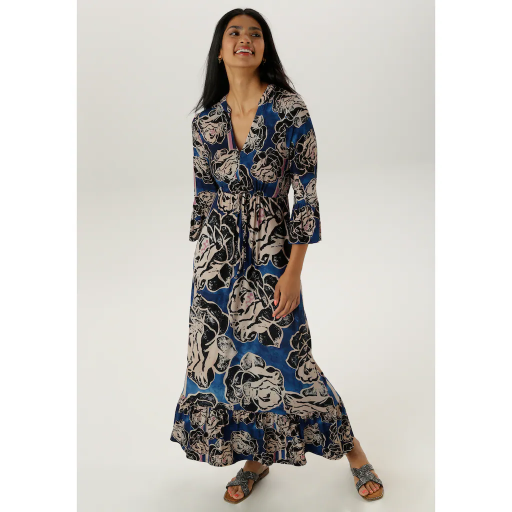 Aniston SELECTED Maxikleid mit Volant an den 3/4-langen Ärmeln und am Saum - NEUE KOLLEKTION Bis zu 60% Rabatt