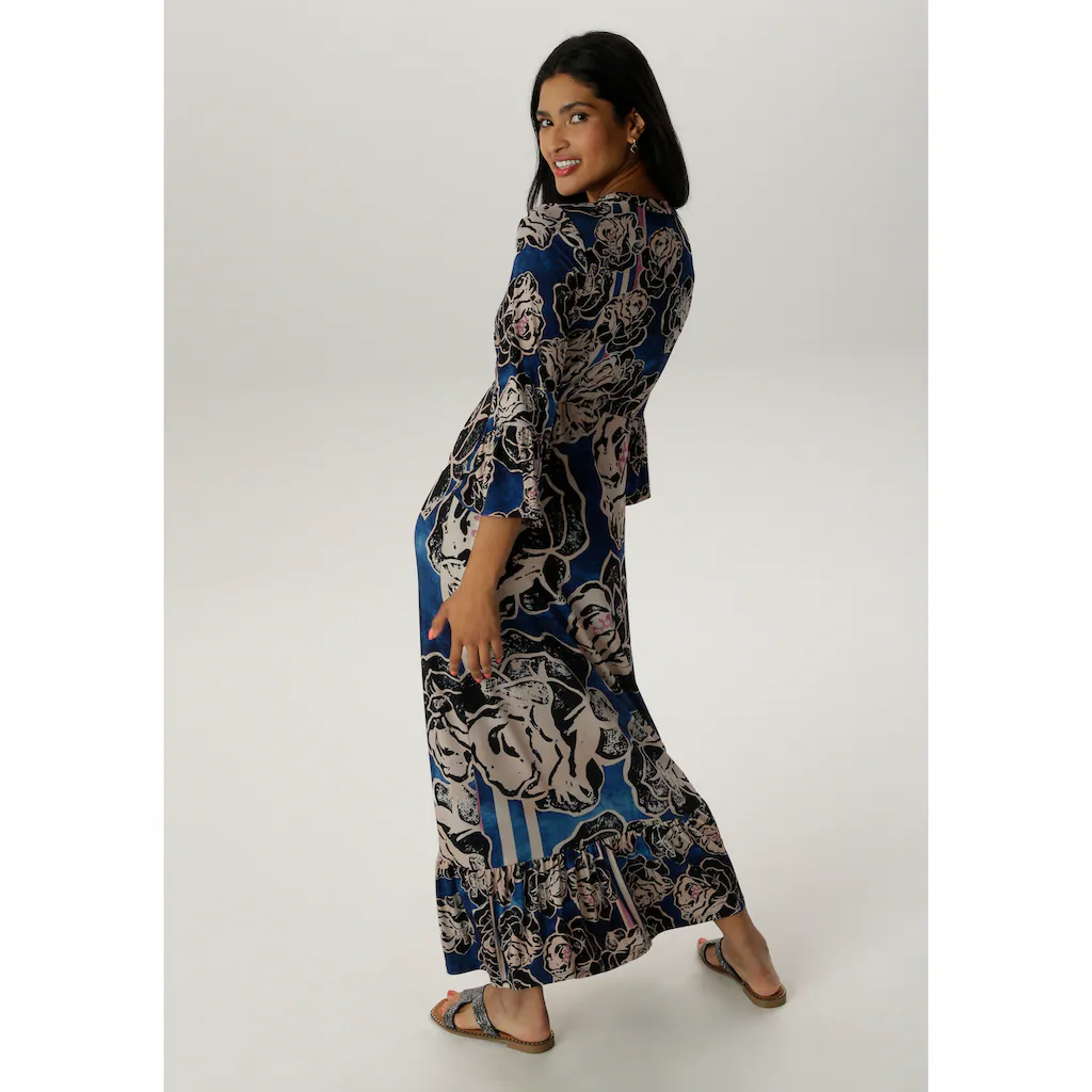 Aniston SELECTED Maxikleid mit Volant an den 3/4-langen Ärmeln und am Saum - NEUE KOLLEKTION Bis zu 60% Rabatt