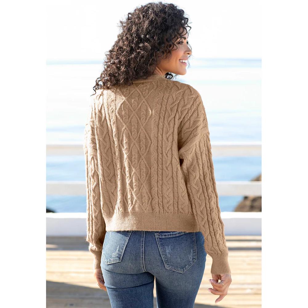 LASCANA Strickjacke mit Zopfmuster kuschelweicher Cardigan lässig Nur noch ein Tag übrig