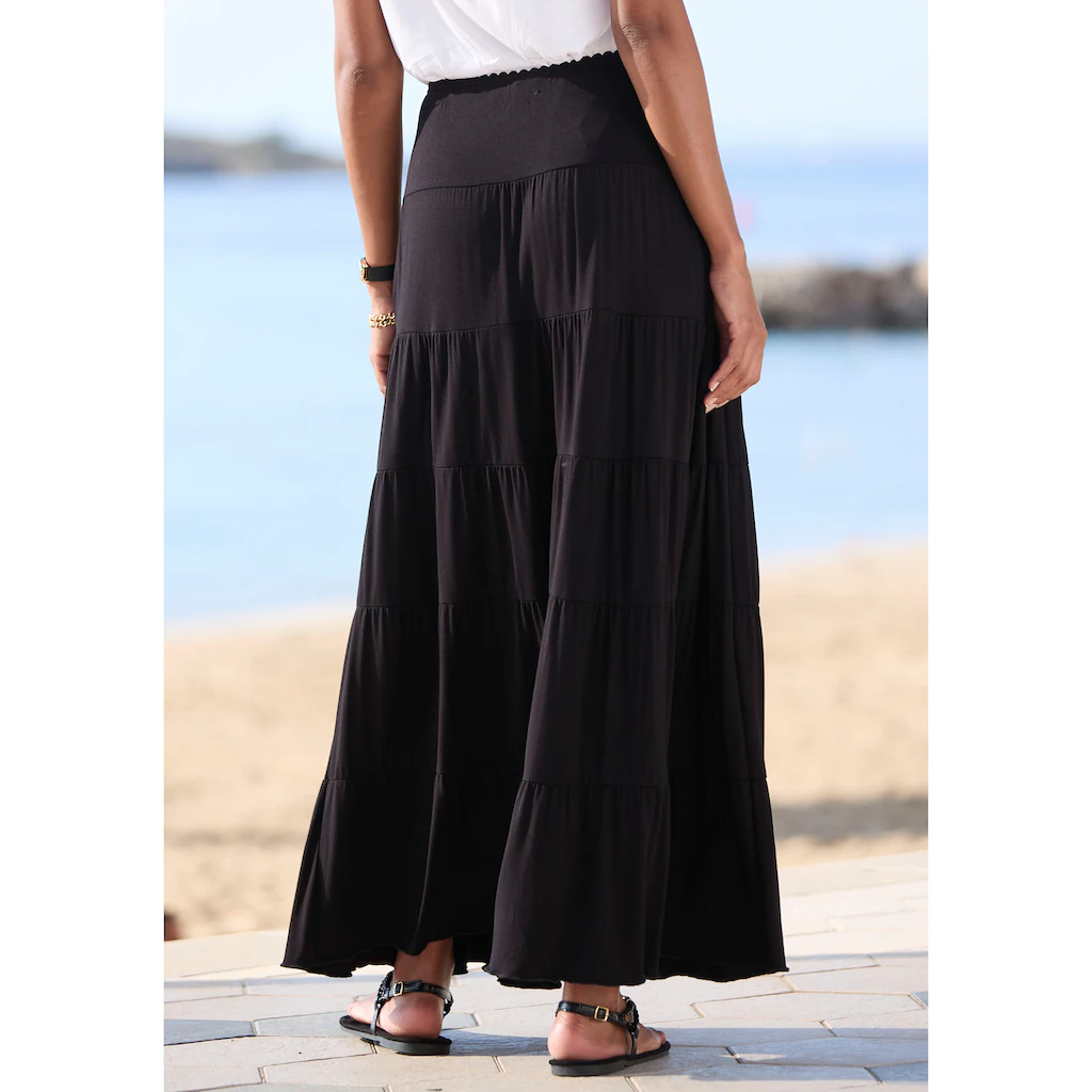 Beachtime Maxirock mit Volants elastischer Jerseyrock Strandrock Speichern exportieren
