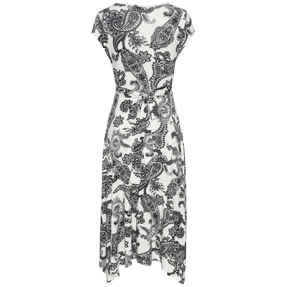 LASCANA Sommerkleid mit Zipfelsaum und Schleife in der Taille Strandkleid Paisley-Muster Black Friday Preise