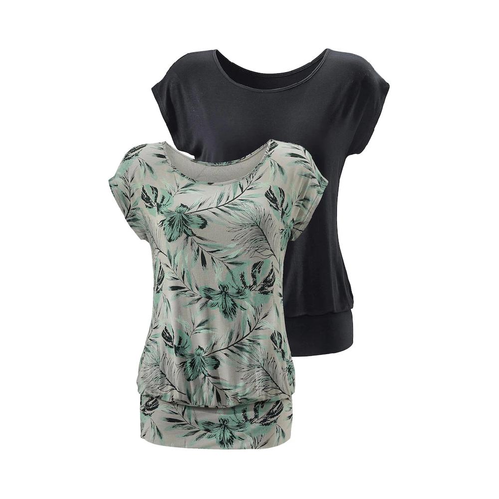 LASCANA Longshirt »mit breitem Bund« (2er-Pack) aus weichem Viskose-Stretch Angebote