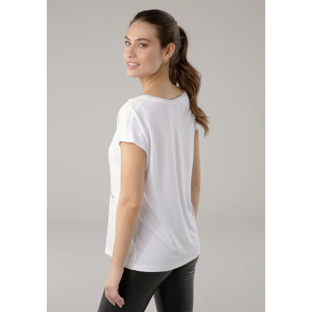Laura Scott Shirtbluse aus Satin mit dezentem Aufdruck Blitzverkäufe