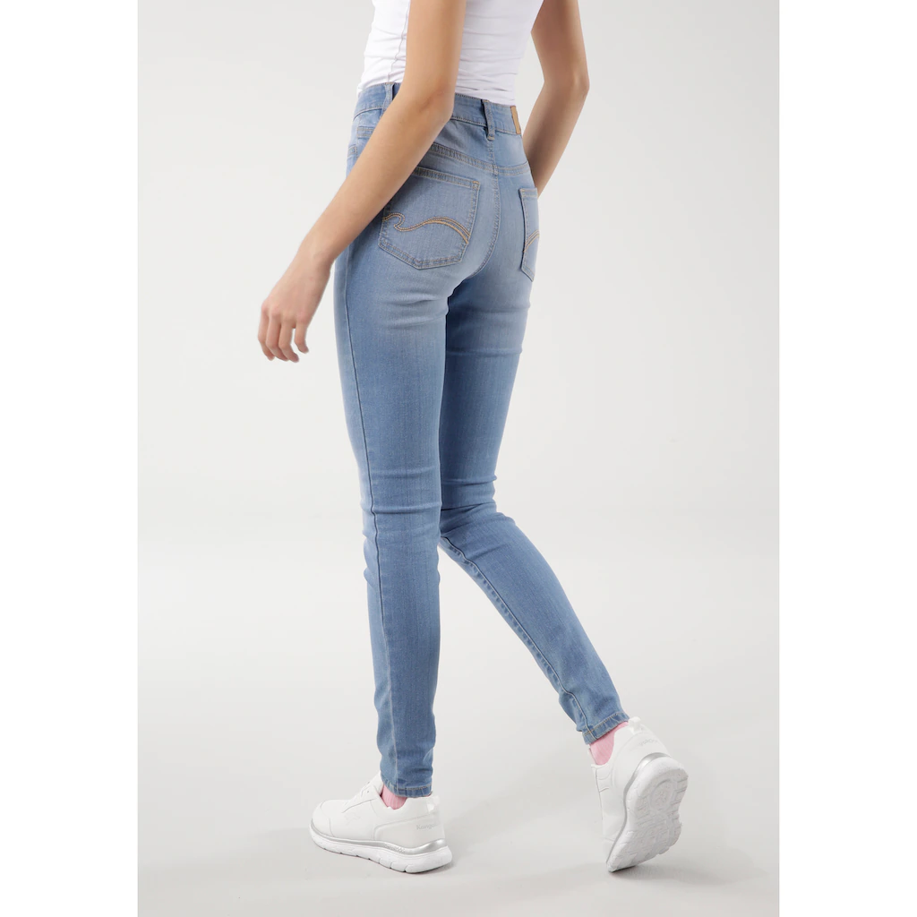 KangaROOS 5-Pocket-Jeans »SUPER SKINNY HIGH RISE« knöchellang mit Used-Optik hohe Leibhöhe Sonderangebot
