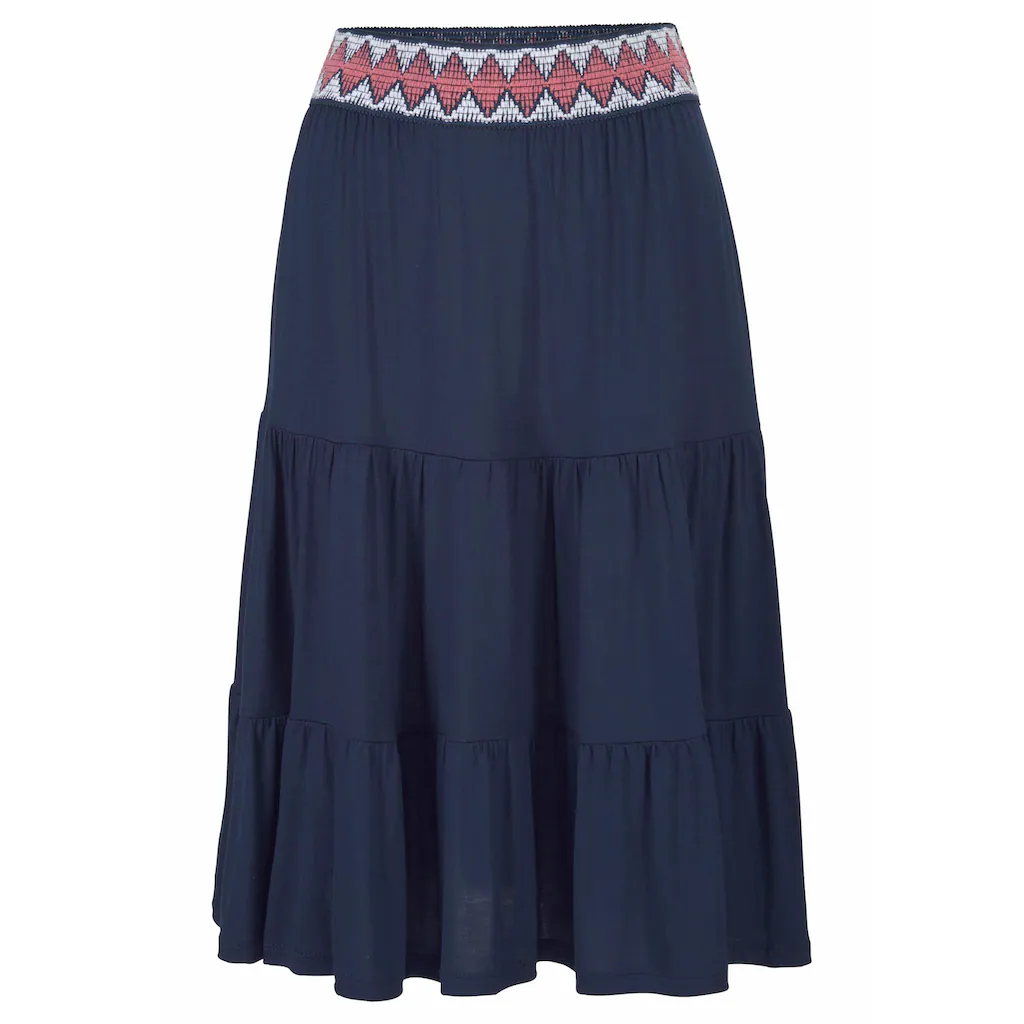 s.Oliver Jerseyrock mit Volants luftiger Midirock Sommerrock Begrenztes Angebot