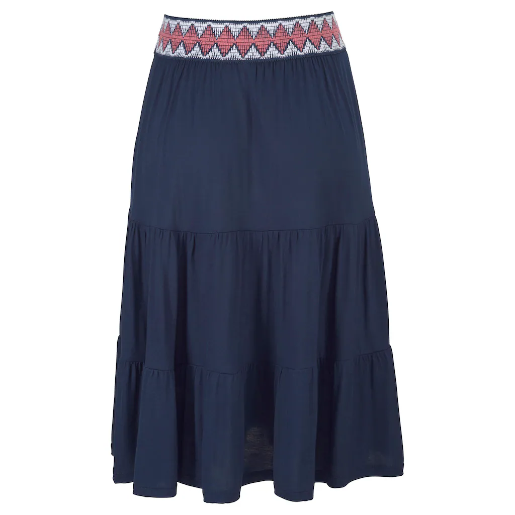 s.Oliver Jerseyrock mit Volants luftiger Midirock Sommerrock Begrenztes Angebot