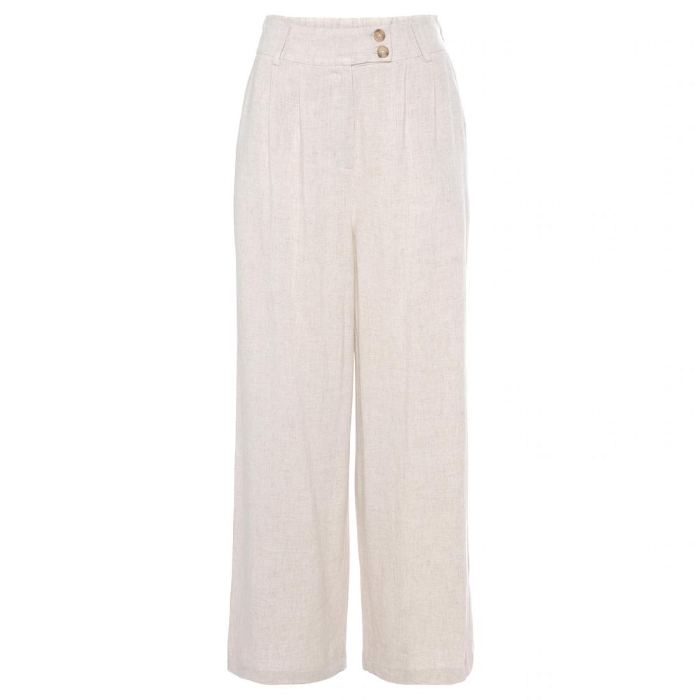 LASCANA Bundfaltenhose mit Taschen und Knopfdetail weites Bein Leinenhose Sommerhose Exklusivangebot