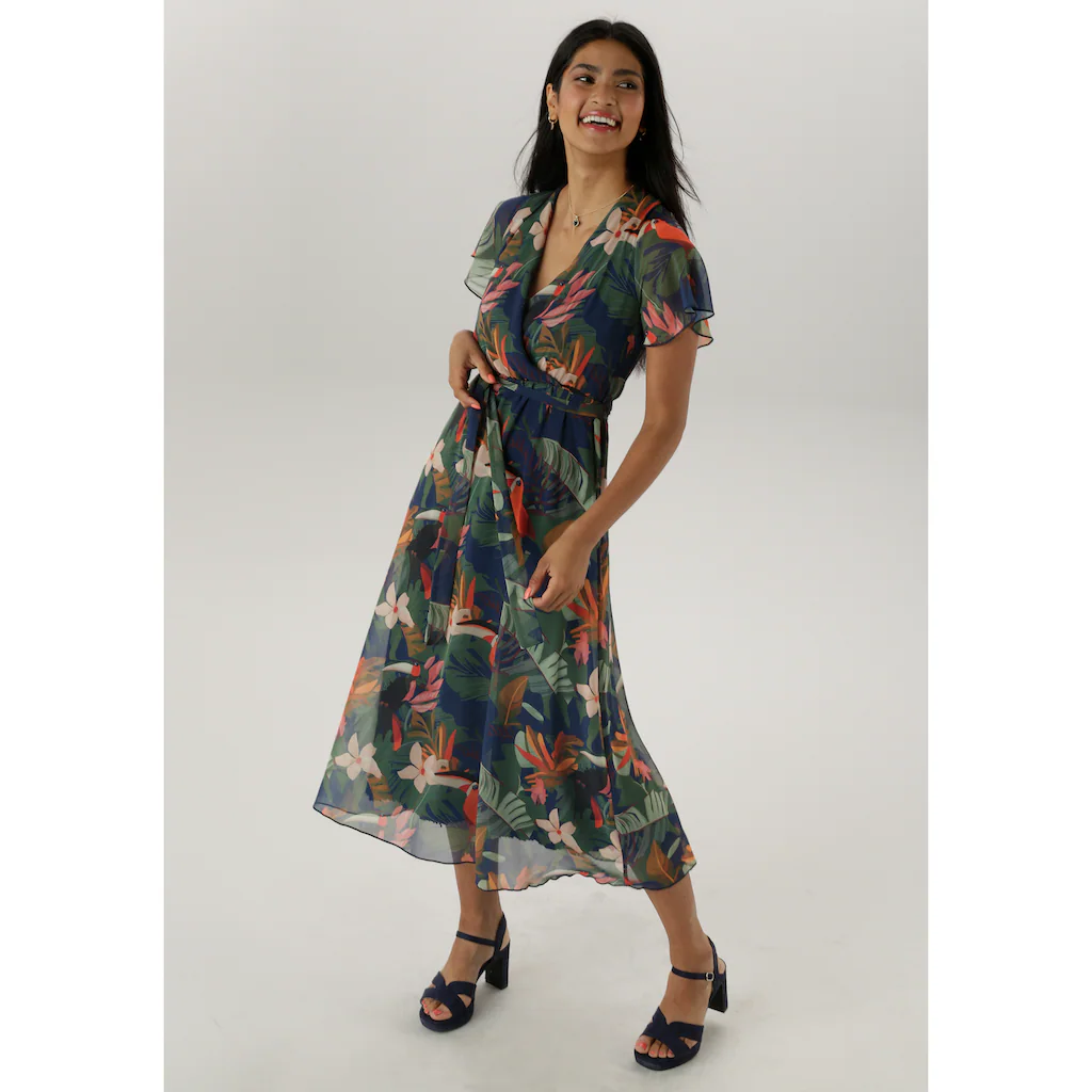 Aniston SELECTED Wickelkleid mit blickdichtem Jerseyfutter - NEUE KOLLEKTION Black Friday