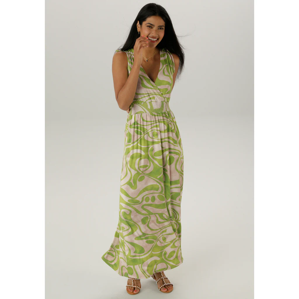 Aniston SELECTED Sommerkleid mit breiten Trägern zum Raffen -NEUE KOLLEKTION Jubiläumsangebot