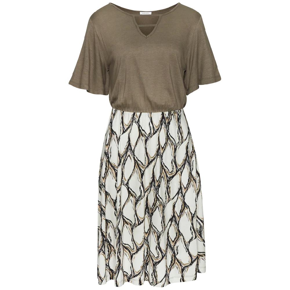 LASCANA Jerseykleid mit Cut-Out Shirtkleid Damen weite Ärmel Alloverprint Blitzangebot
