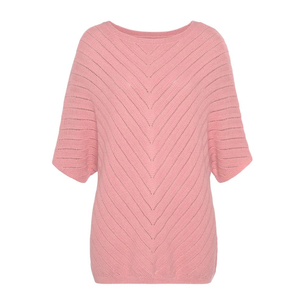 LASCANA Ajourpullover mit kurzen Ärmeln lockerer Strickpullover aus Baumwolle Tiefpreis