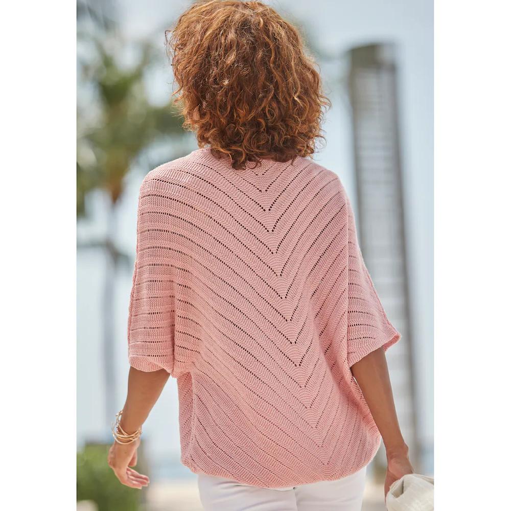 LASCANA Ajourpullover mit kurzen Ärmeln lockerer Strickpullover aus Baumwolle Tiefpreis