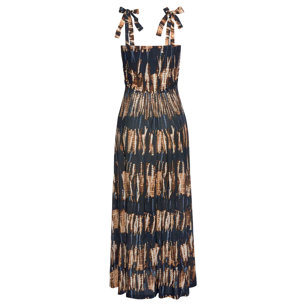Buffalo Maxikleid mit Trägern zum Knoten im Alloverprint Sommerkleid Strandkleid JETZT KAUFEN