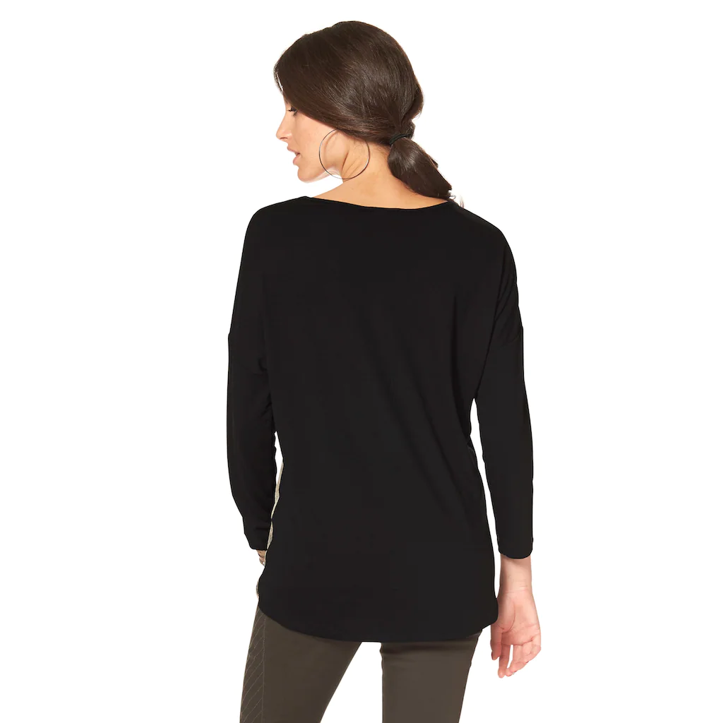Aniston CASUAL Langarmshirt mit femininem Frontdruck Verkauf