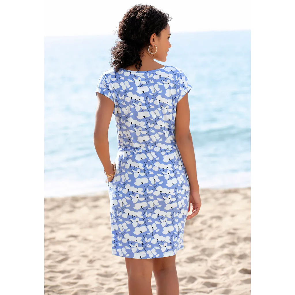 Beachtime Jerseykleid mit Blumenmuster und Taschen Sommerkleid aus Baumwoll-Mix Kostenloser Versand