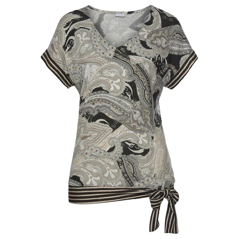 LASCANA Kurzarmshirt mit Paisleyprint und Schleifendetail V-Ausschnitt Blusenshirt Online Shopping
