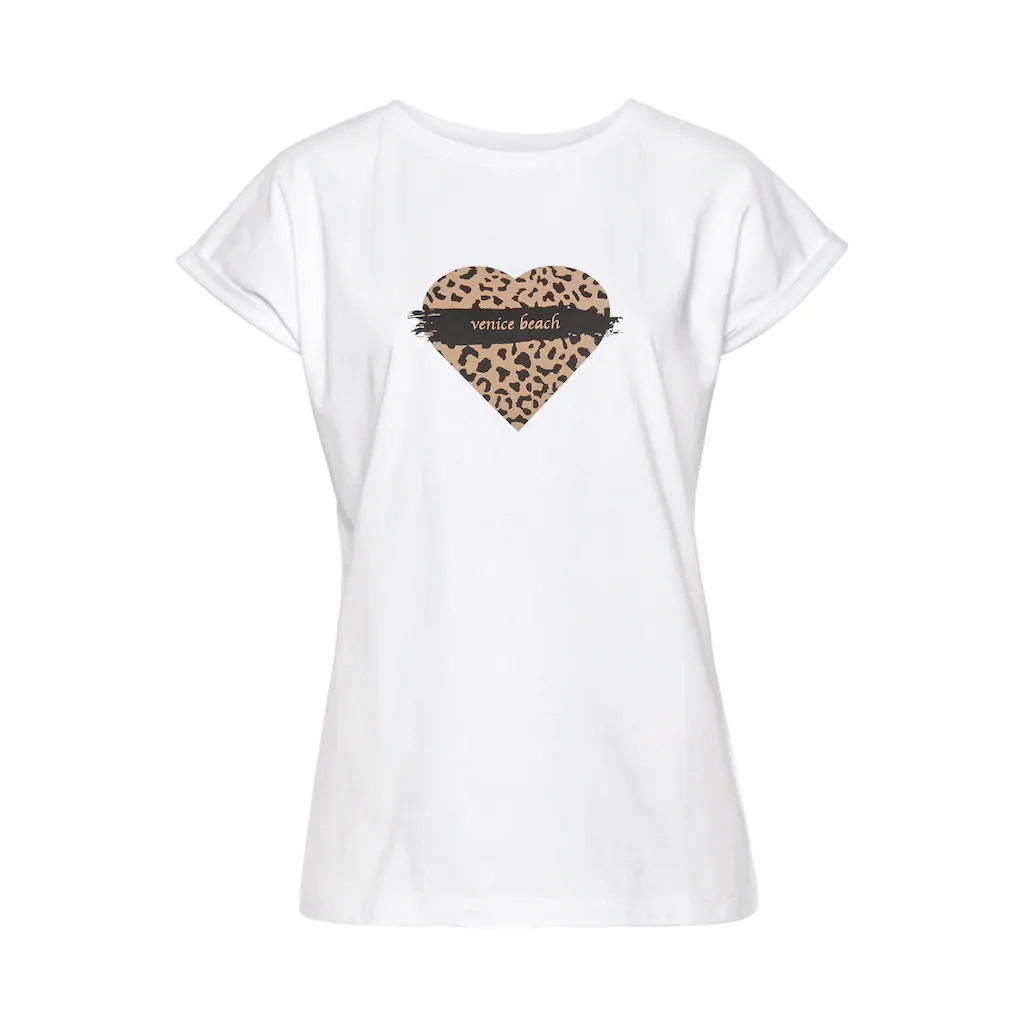 Venice Beach Kurzarmshirt mit Frontprint T-Shirt aus Baumwolle lockere Passform Muttertagsangebot