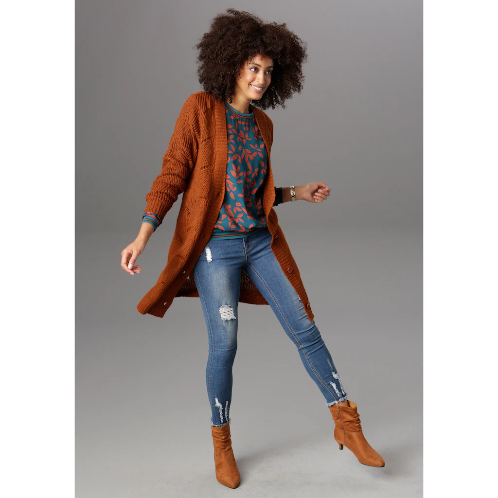 Aniston SELECTED Longstrickjacke mit Lochstrick-Muster Exklusive Angebote