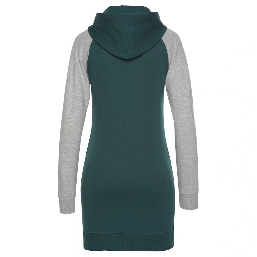Bench. Loungewear Sweatkleid mit Kapuze und farblich abgesetzten Ärmeln Super Sparpreis
