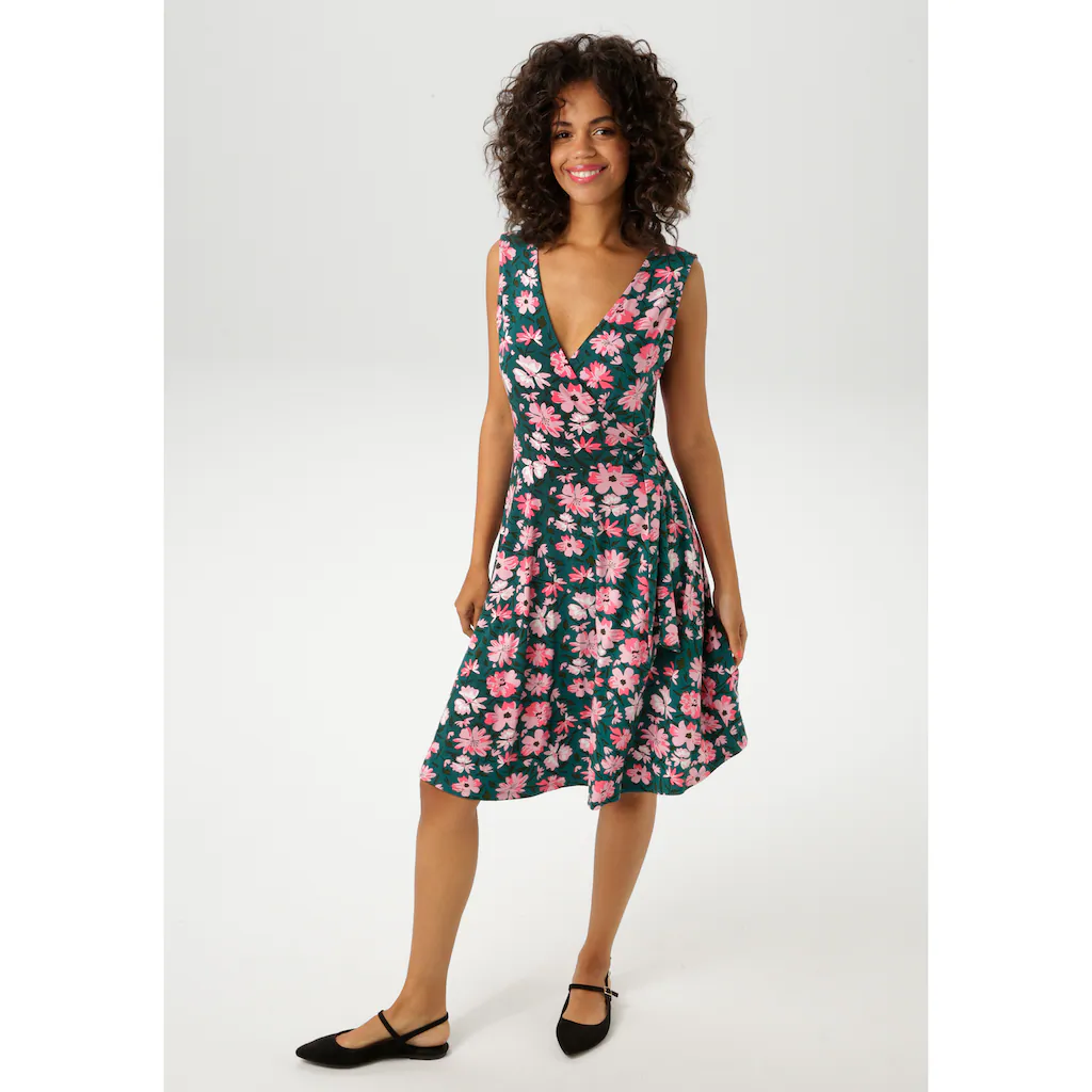 Aniston CASUAL Sommerkleid mit malerischen Blumendruck - jedes Teil ein Unikat - NEUE KOLLEKTION Bis zu 65% Rabatt