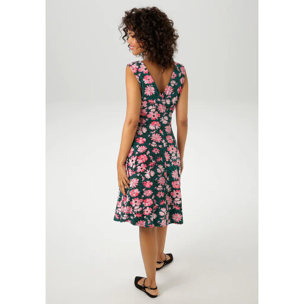 Aniston CASUAL Sommerkleid mit malerischen Blumendruck - jedes Teil ein Unikat - NEUE KOLLEKTION Bis zu 65% Rabatt