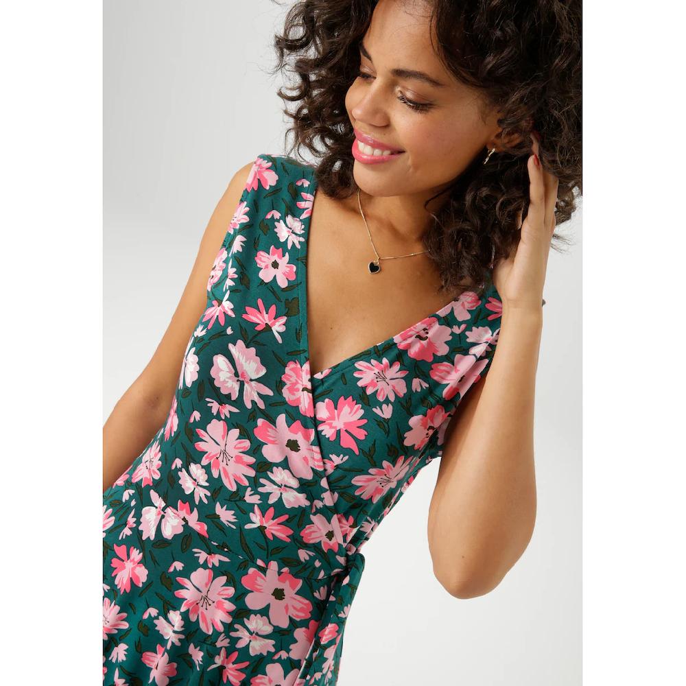 Aniston CASUAL Sommerkleid mit malerischen Blumendruck - jedes Teil ein Unikat - NEUE KOLLEKTION Bis zu 65% Rabatt