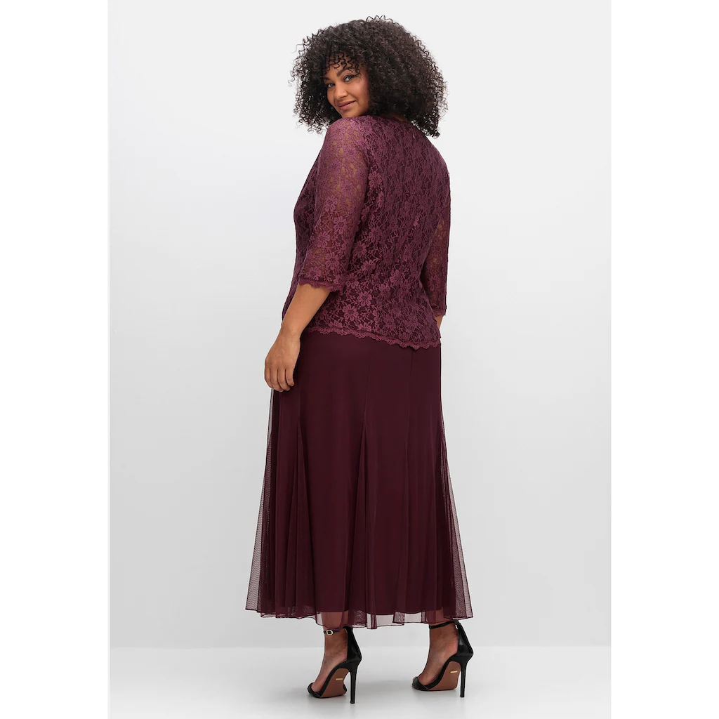 Sheego Abendkleid »Große Größen« mit Spitzenoberteil und Chiffonrock Discount Store für neue Produkte