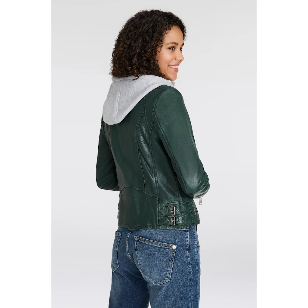 Mauritius Lederjacke »Nola LEGV« mit Kapuze mit abnehmbarer Jersey-Kapuze 50% Rabatt mit kostenlosem Versand