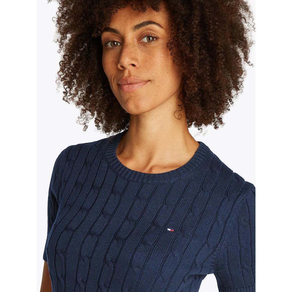 Tommy Hilfiger Kurzarmpullover »1985 CO MINI CABLE C-NK SS SWT« in tollem Strickmuster Im Verkauf