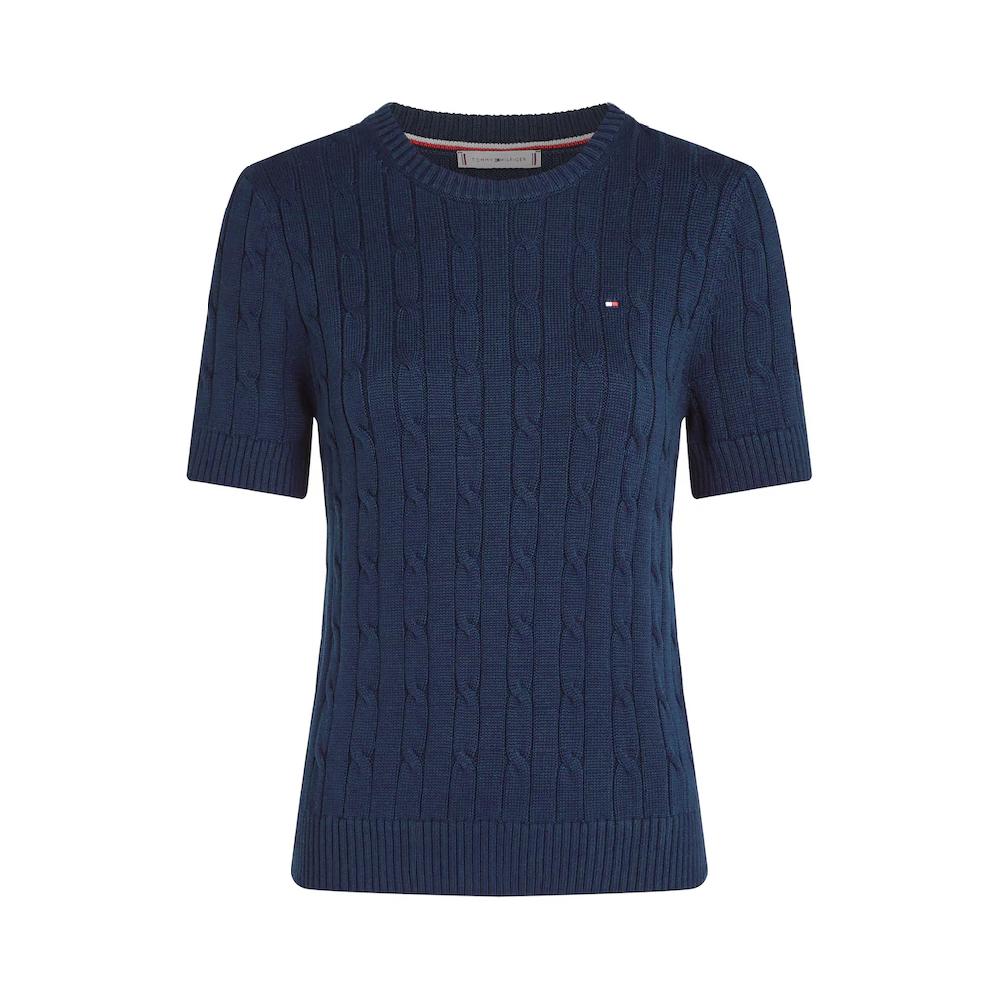 Tommy Hilfiger Kurzarmpullover »1985 CO MINI CABLE C-NK SS SWT« in tollem Strickmuster Im Verkauf