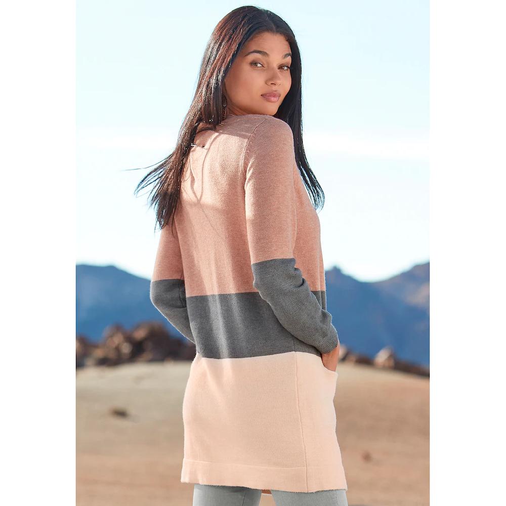 Vivance Cardigan mit Colorblock-Optik und Taschen lange Strickjacke Online