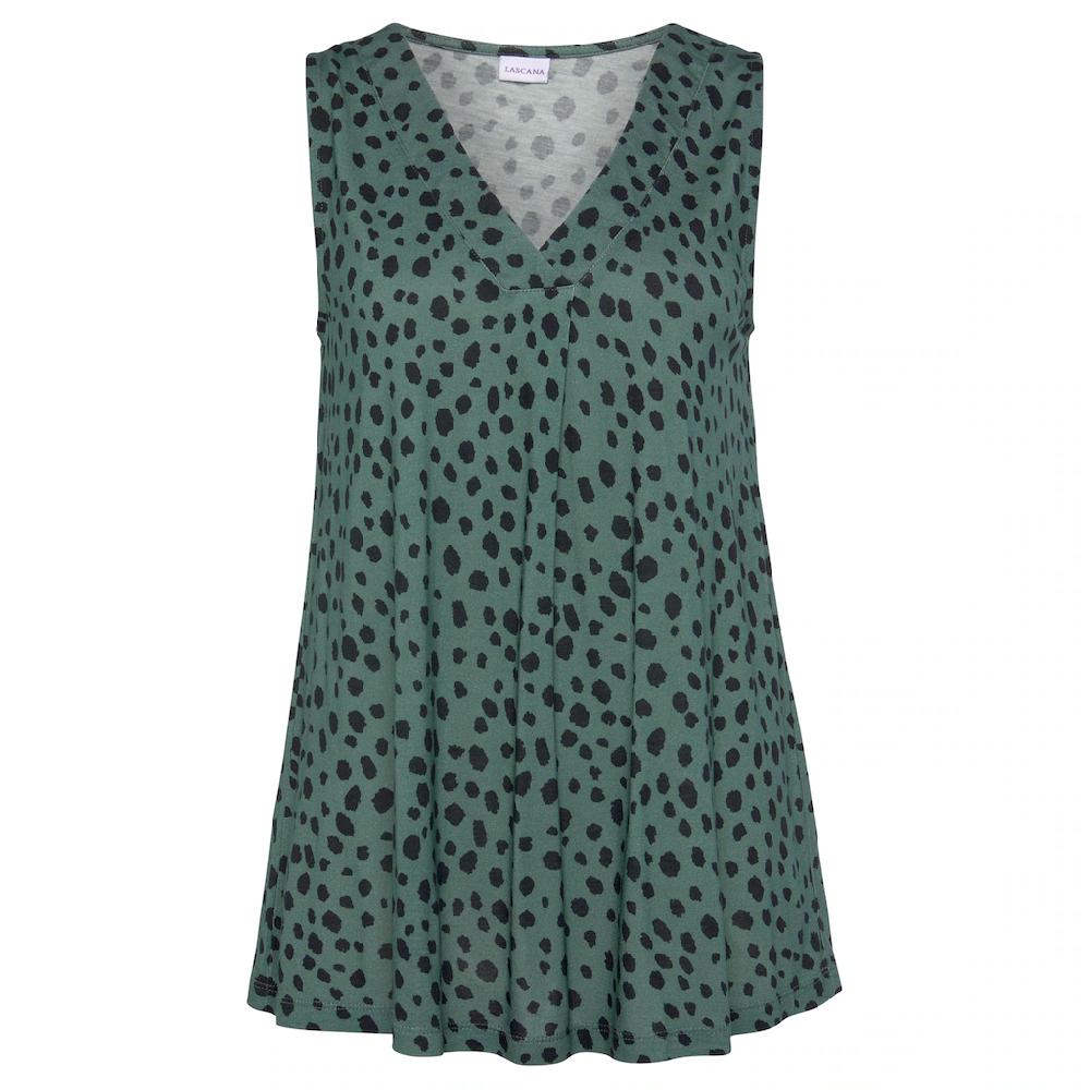 LASCANA Tanktop mit Alloverprint elegantes Blusentop ärmellos Hotsell