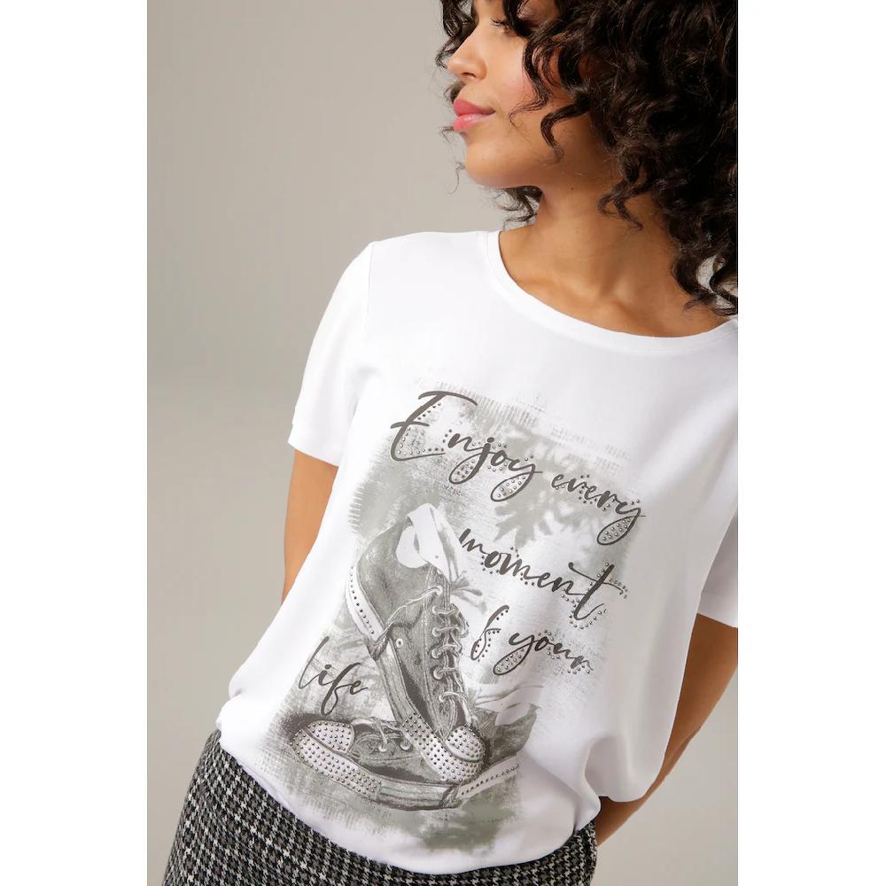 Aniston CASUAL Shirtbluse mit Glitzersteinchen verzierter Frontdruck Blitzverkäufe