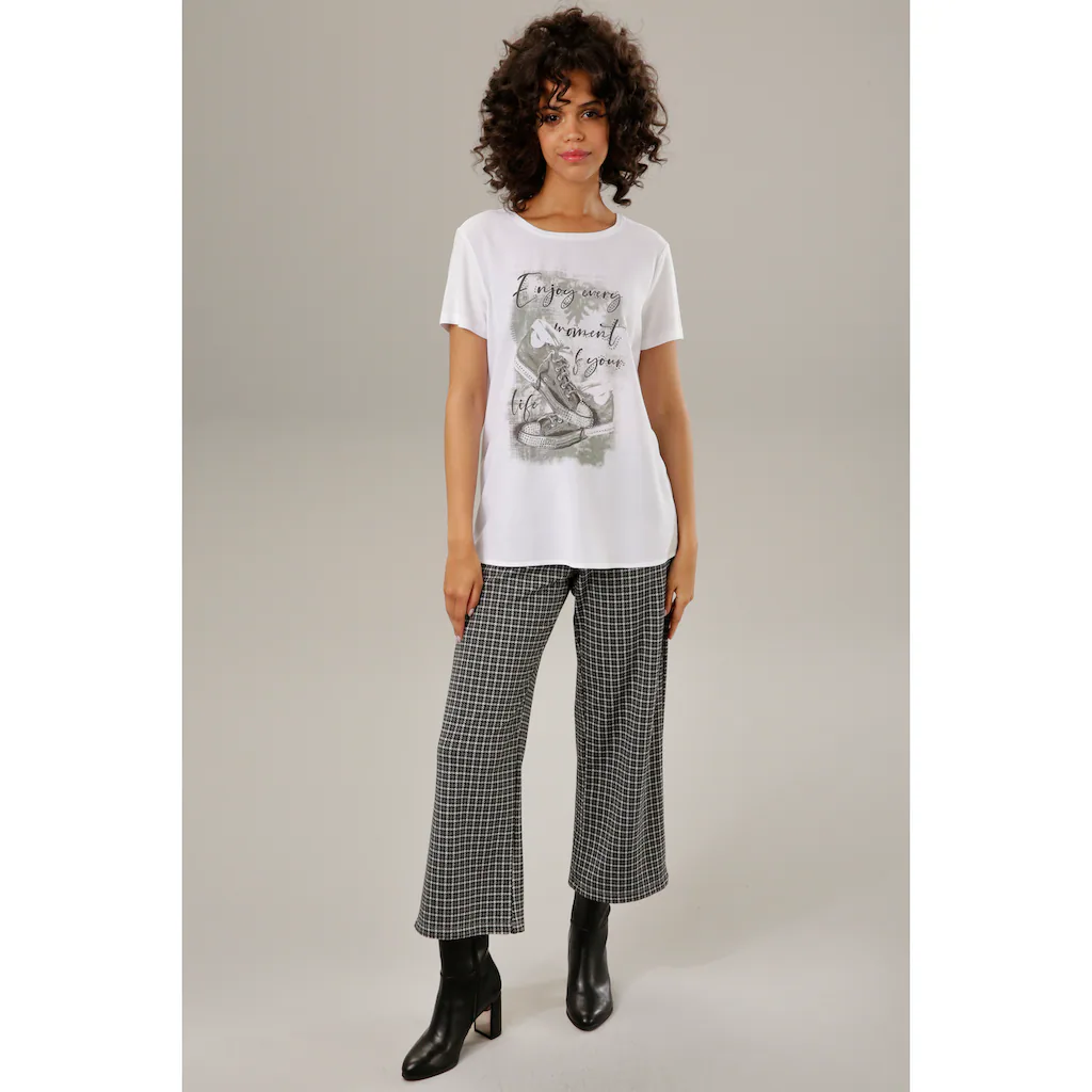 Aniston CASUAL Shirtbluse mit Glitzersteinchen verzierter Frontdruck Blitzverkäufe