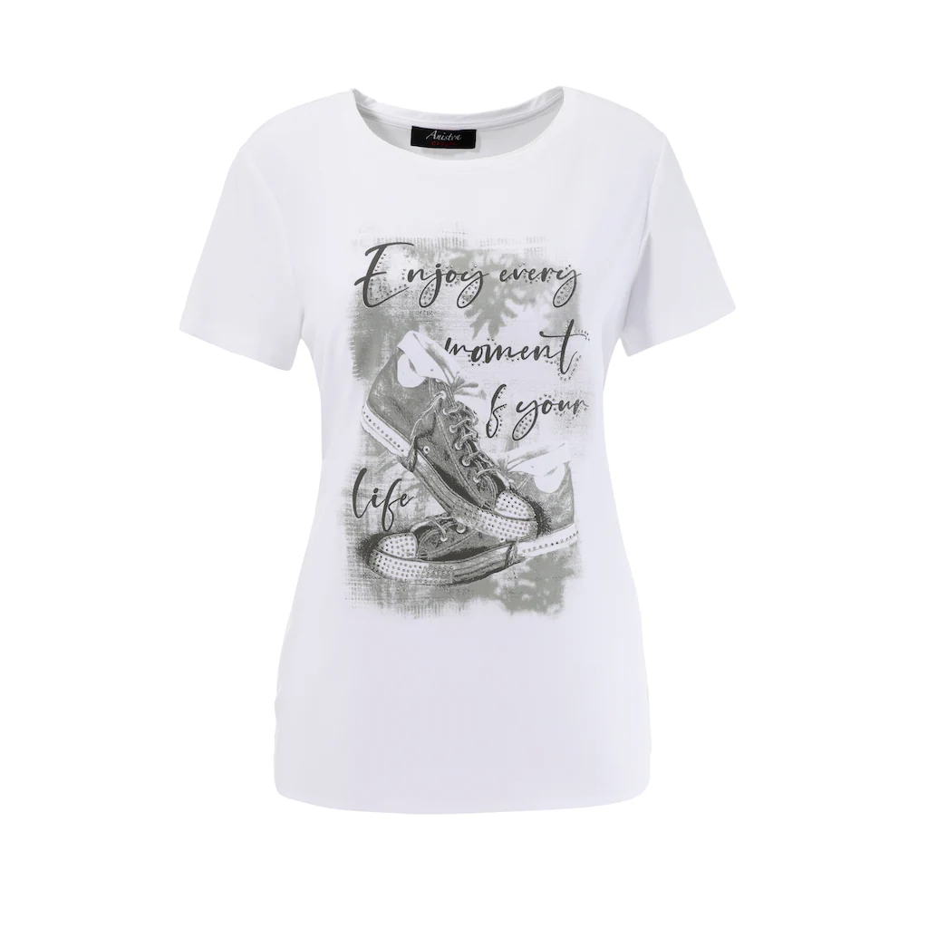 Aniston CASUAL Shirtbluse mit Glitzersteinchen verzierter Frontdruck Blitzverkäufe