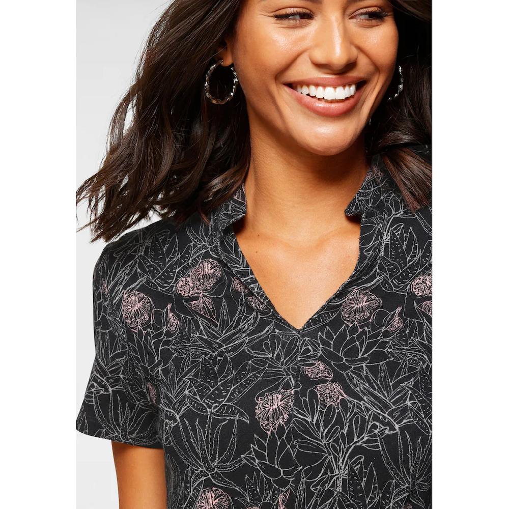 Laura Scott Jerseykleid wadenlang geblümtes Design aus Single Jersey mit Stehkragen Versandkostenfrei
