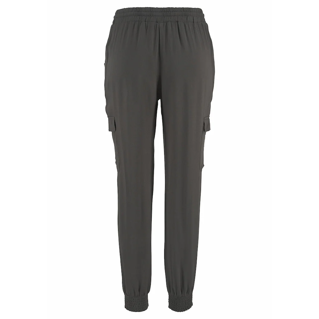 LASCANA Schlupfhose aus gewebter Viskose mit Taschen Stoffhose Cargohose Flash Sale