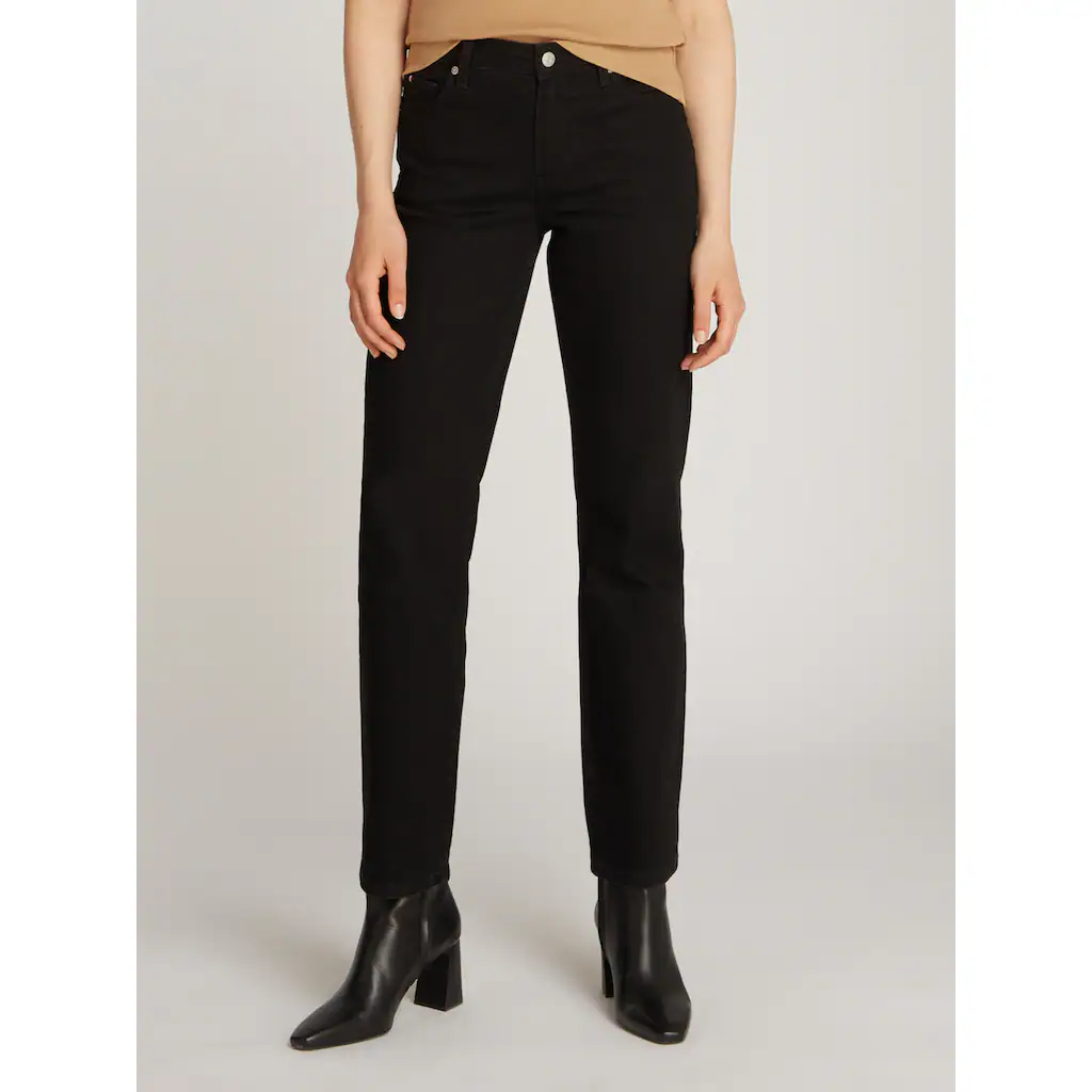 Tommy Hilfiger Straight-Jeans »CLASSIC STRAIGHT RW ECRU« mit Logo-Badge in Knöchellänge
