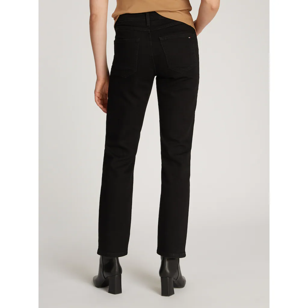 Tommy Hilfiger Straight-Jeans »CLASSIC STRAIGHT RW ECRU« mit Logo-Badge in Knöchellänge Räumungsverkauf