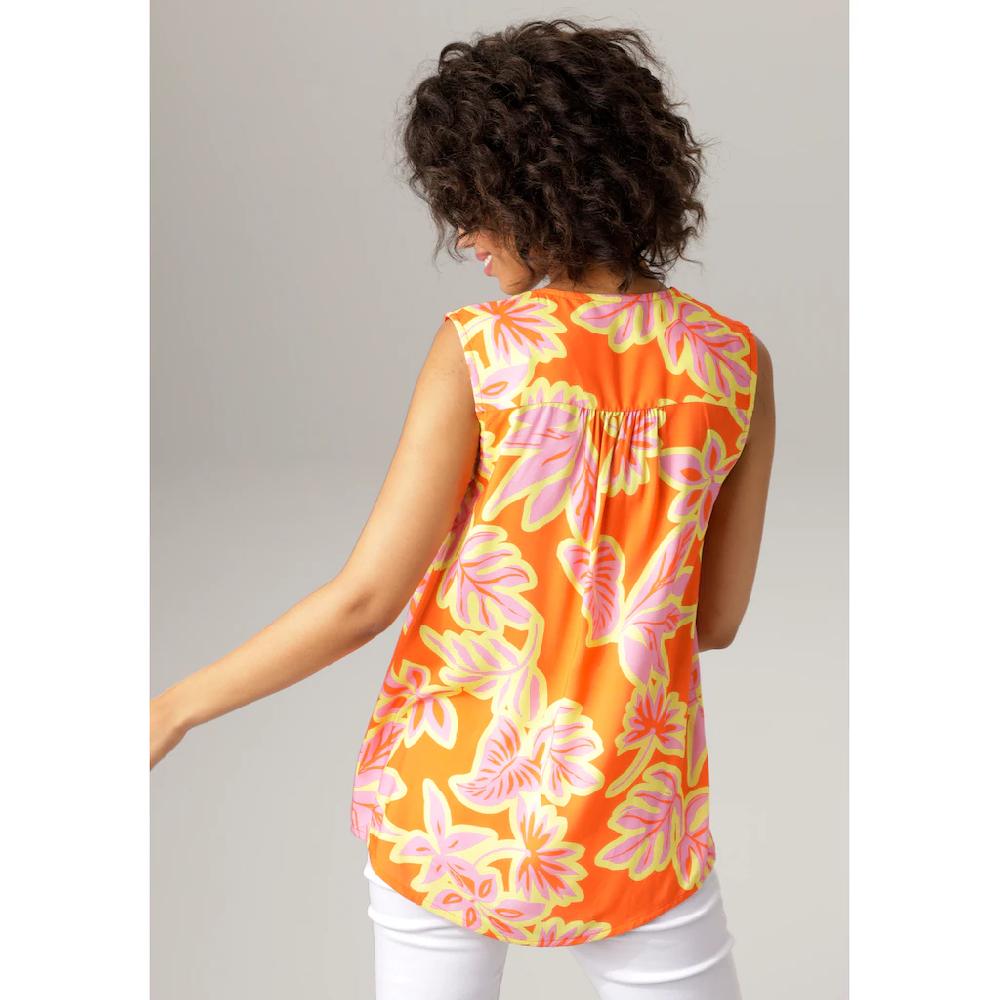 Aniston CASUAL Blusentop mit farbintensivem großflächigem Blätter-Druck Tägliche Deals
