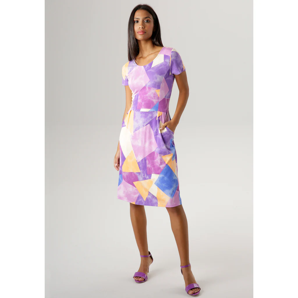Aniston SELECTED Sommerkleid mit farbenfrohem Druck und praktischen Taschen VIP-Rabatte