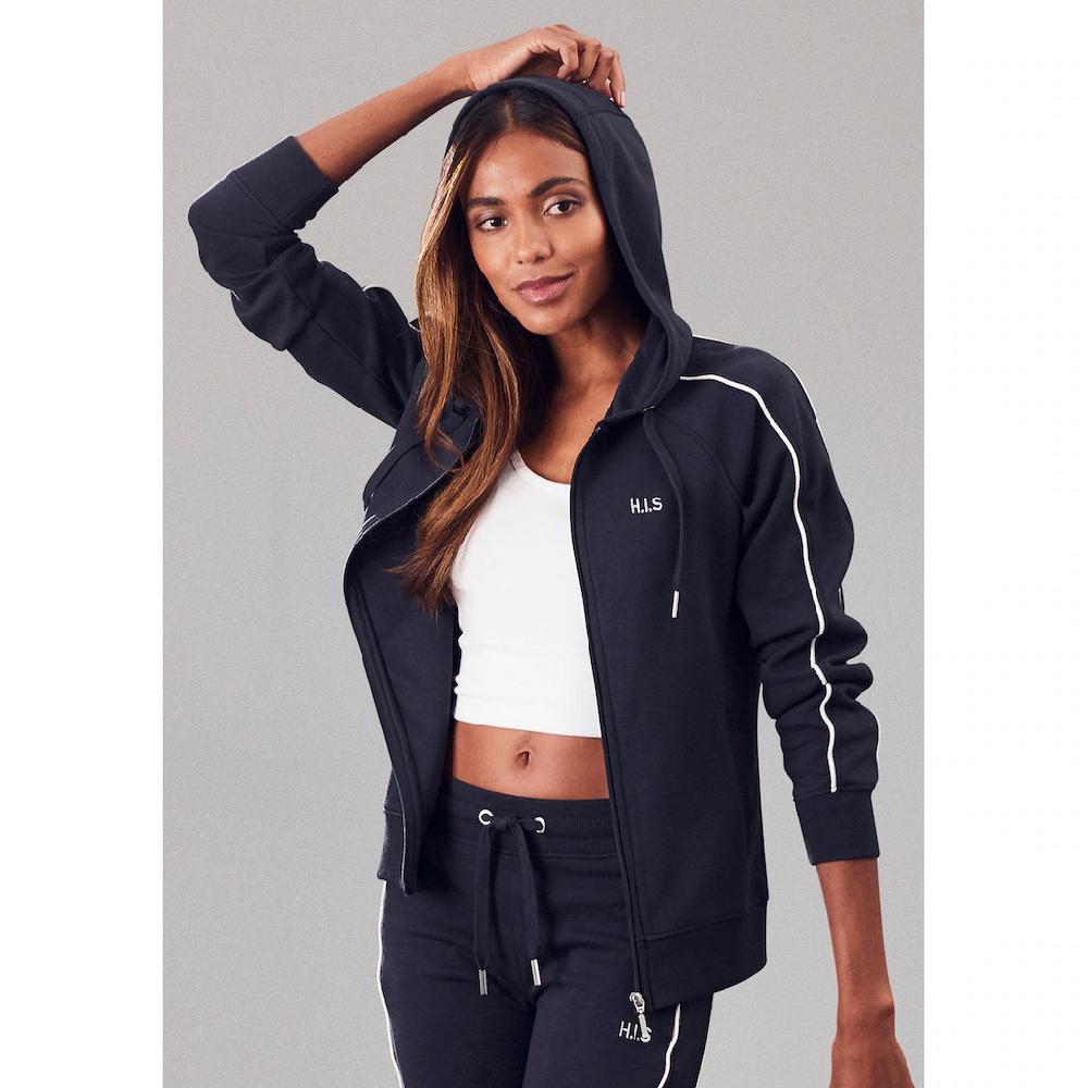 H.I.S Kapuzensweatjacke mit Piping an den Ärmeln Loungeanzug JETZT KAUFEN
